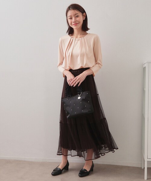 index(インデックス)の「タックビジュー7分袖トップス【洗濯機可】(Tシャツ/カットソー・レディース・ナチュラル/オフホワイト/ピンク・42/40/38/36)」の13枚目の写真