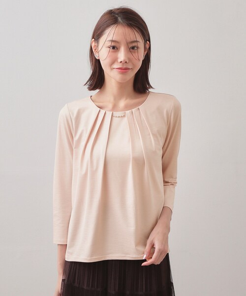 index(インデックス)の「タックビジュー7分袖トップス【洗濯機可】(Tシャツ/カットソー・レディース・ナチュラル/オフホワイト/ピンク・42/40/38/36)」の16枚目の写真