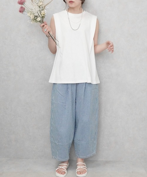 SELECT LEVERY(セレクトリベリー)の「ショルダータックスリーブTシャツ(Tシャツ/カットソー・レディース・ブラック/オートミール/オフホワイト・MEDIUM)」の5枚目の写真