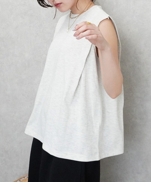 SELECT LEVERY(セレクトリベリー)の「ショルダータックスリーブTシャツ(Tシャツ/カットソー・レディース・ブラック/オートミール/オフホワイト・MEDIUM)」の16枚目の写真
