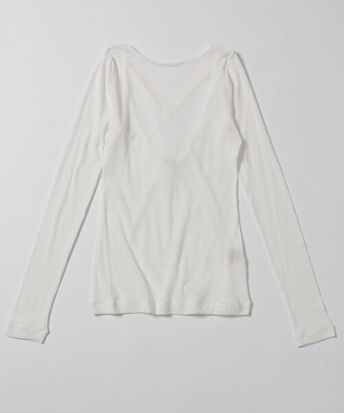 Firsthand(ファーストハンド)の「NOHRA/ノーラ Cotton rib long sleeve top / N26SS-C07 / バックオープン コットンリブ ロングスリーブ Tシャツ(Tシャツ/カットソー・レディース・ホワイト/ブラック・MEDIUM)」の9枚目の写真