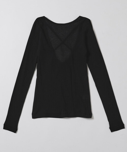 Firsthand(ファーストハンド)の「NOHRA/ノーラ Cotton rib long sleeve top / N26SS-C07 / バックオープン コットンリブ ロングスリーブ Tシャツ(Tシャツ/カットソー・レディース・ホワイト/ブラック・MEDIUM)」の12枚目の写真