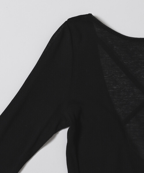 Firsthand(ファーストハンド)の「NOHRA/ノーラ Cotton rib long sleeve top / N26SS-C07 / バックオープン コットンリブ ロングスリーブ Tシャツ(Tシャツ/カットソー・レディース・ホワイト/ブラック・MEDIUM)」の14枚目の写真