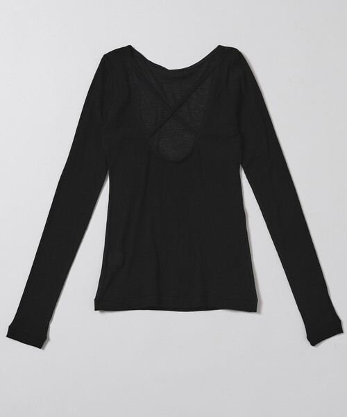Firsthand(ファーストハンド)の「NOHRA/ノーラ Cotton rib long sleeve top / N26SS-C07 / バックオープン コットンリブ ロングスリーブ Tシャツ(Tシャツ/カットソー・レディース・ホワイト/ブラック・MEDIUM)」の17枚目の写真