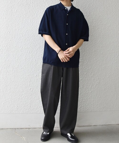 SHIPS any（シップス エニィ）の「SHIPS any: ライト メッシュ デニム 1タック リラックス パンツ (セットアップ対応)◆（デニムパンツ・メンズ・ネイビー/ブルー/チャコールグレー・MEDIUM/LARGE）」の4枚目の写真