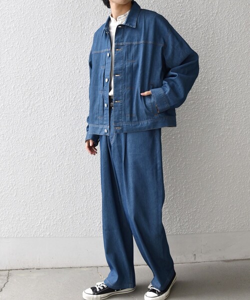 SHIPS any（シップス エニィ）の「SHIPS any: ライト メッシュ デニム 1タック リラックス パンツ (セットアップ対応)◆（デニムパンツ・メンズ・ネイビー/ブルー/チャコールグレー・MEDIUM/LARGE）」の10枚目の写真