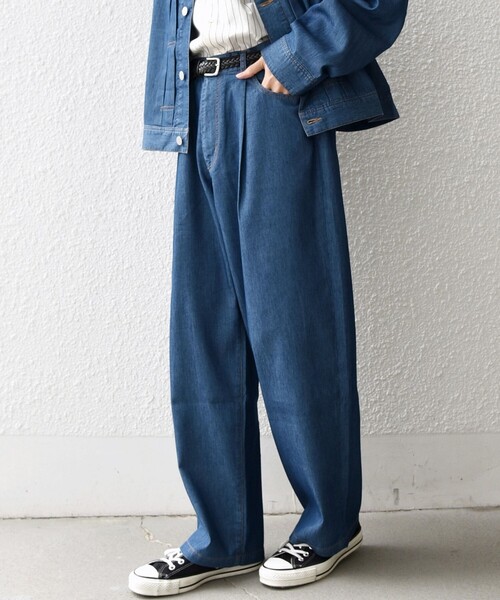 SHIPS any（シップス エニィ）の「SHIPS any: ライト メッシュ デニム 1タック リラックス パンツ (セットアップ対応)◆（デニムパンツ・メンズ・ネイビー/ブルー/チャコールグレー・MEDIUM/LARGE）」の12枚目の写真