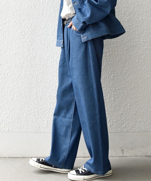 SHIPS any（シップス エニィ）の「SHIPS any: ライト メッシュ デニム 1タック リラックス パンツ (セットアップ対応)◆（デニムパンツ・メンズ・ネイビー/ブルー/チャコールグレー・MEDIUM/LARGE）」の13枚目の写真