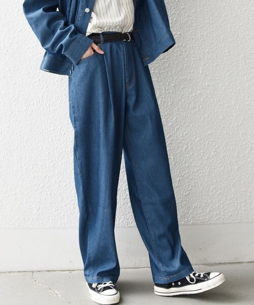 SHIPS any（シップス エニィ）の「SHIPS any: ライト メッシュ デニム 1タック リラックス パンツ (セットアップ対応)◆（デニムパンツ・メンズ・ネイビー/ブルー/チャコールグレー・MEDIUM/LARGE）」の14枚目の写真