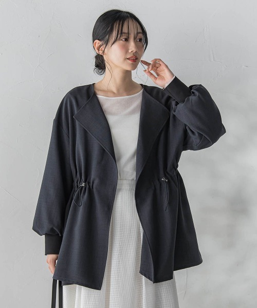 Droite lautreamont（ドロワットロートレアモン）の「タンブラーオックスドロストジャケット（その他アウター・レディース・ベージュ/チャコールグレー・M/S）」の2枚目の写真