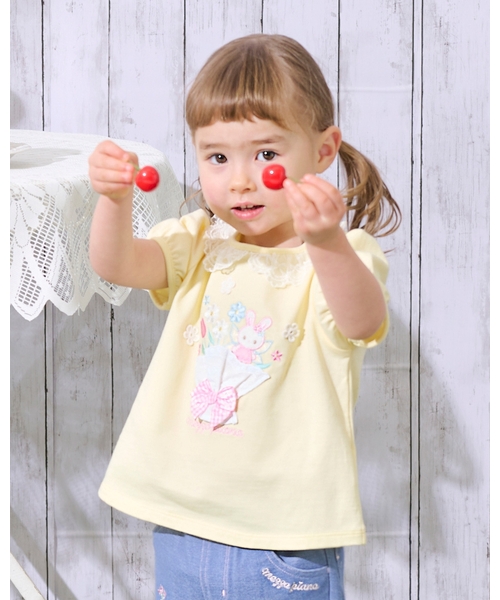 mezzo piano(メゾピアノ)の「フェアリーブーケ 半袖Tシャツ(Tシャツ/カットソー・キッズ・クリーム/ライトピンク・80cm/100cm/90cm)」の2枚目の写真