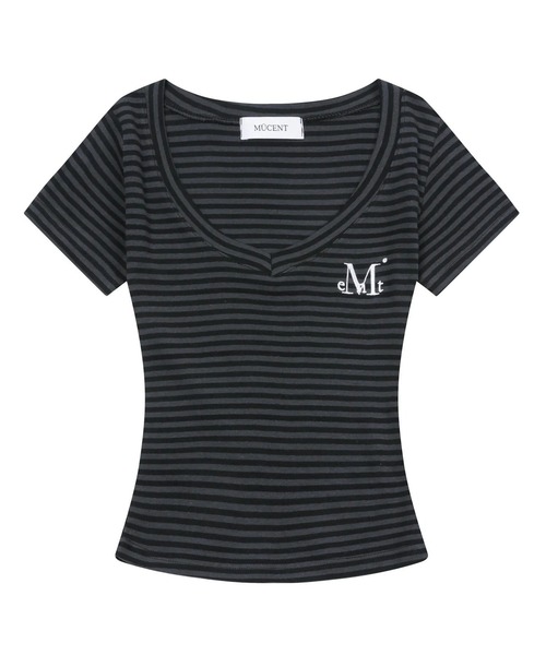 MUCENT（ムセント）の「MUCENT／EMMAボーダー Tシャツ（Tシャツ/カットソー・レディース・ブラック・FREE）」の8枚目の写真