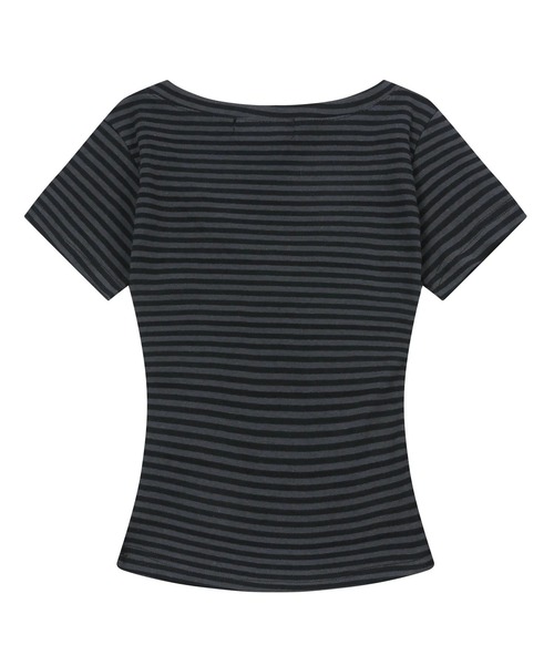 MUCENT（ムセント）の「MUCENT／EMMAボーダー Tシャツ（Tシャツ/カットソー・レディース・ブラック・FREE）」の9枚目の写真