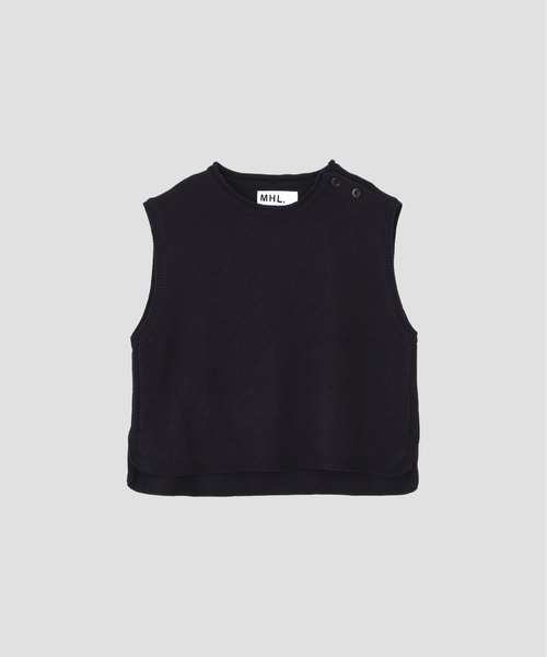 MHL.（エムエイチエル）の「WA-SHI COTTON KNIT（ニット/セーター・レディース・ネイビー/レンガ・2）」の2枚目の写真