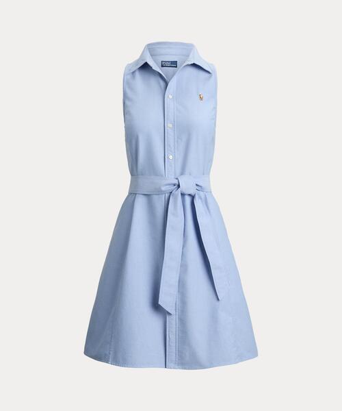 POLO RALPH LAUREN（ポロ ラルフ ローレン）の「コットン オックスフォード スリーブレス シャツドレス（シャツワンピース・レディース・ブルー・0/8/6/4/00/2）」の4枚目の写真