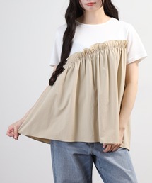 EGLANTINE 前後着用可能 フリル切り替えカットソー 半袖