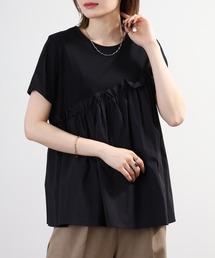EGLANTINE 前後着用可能 フリル切り替えカットソー 半袖