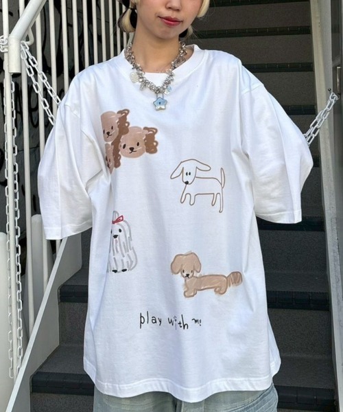 Candy Stripper(キャンディストリッパー)の「PLAY WITH ME Tシャツ(Tシャツ/カットソー・レディース・ブラック/オフホワイト/ブルー系その他2・FREE)」の2枚目の写真