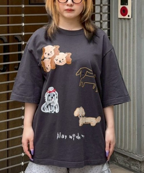 Candy Stripper(キャンディストリッパー)の「PLAY WITH ME Tシャツ(Tシャツ/カットソー・レディース・ブラック/オフホワイト/ブルー系その他2・FREE)」の1枚目の写真