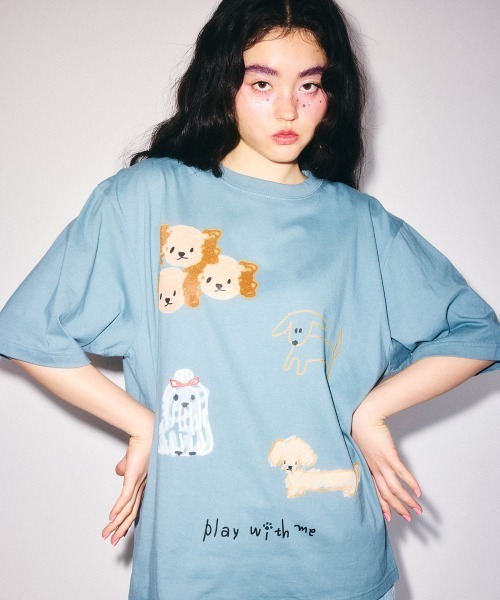 Candy Stripper(キャンディストリッパー)の「PLAY WITH ME Tシャツ(Tシャツ/カットソー・レディース・ブラック/オフホワイト/ブルー系その他2・FREE)」の4枚目の写真