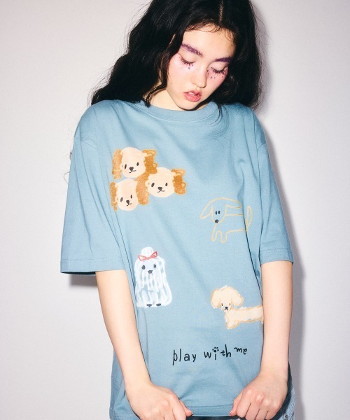 Candy Stripper(キャンディストリッパー)の「PLAY WITH ME Tシャツ(Tシャツ/カットソー・レディース・ブラック/オフホワイト/ブルー系その他2・FREE)」の5枚目の写真