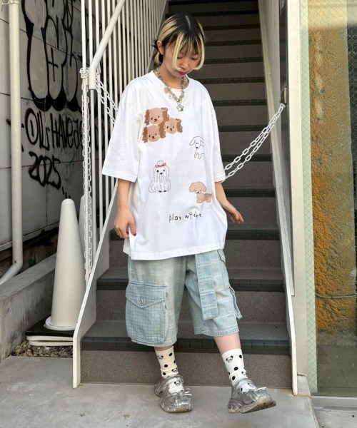 Candy Stripper(キャンディストリッパー)の「PLAY WITH ME Tシャツ(Tシャツ/カットソー・レディース・ブラック/オフホワイト/ブルー系その他2・FREE)」の12枚目の写真