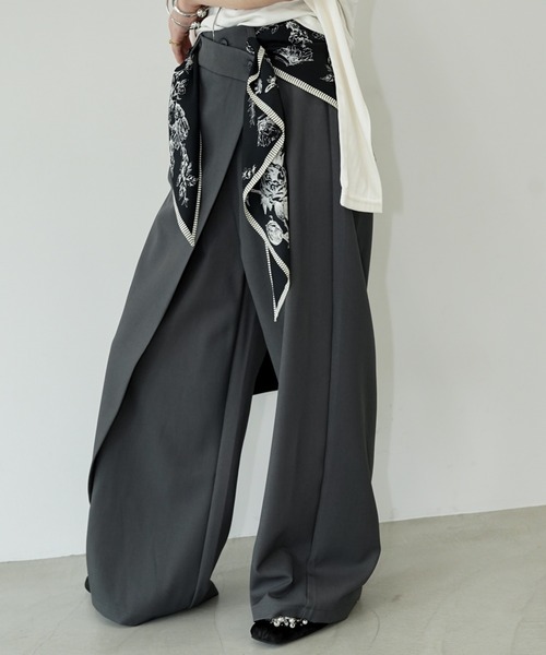 アシンメトリーラップワイドパンツ chw26s193-ファッション通販サイト
