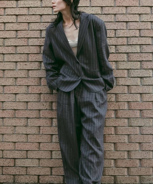 anuke(アンヌーク)の「Over Linen Jacket 62610104(テーラードジャケット・レディース・ネイビー/ブラウン・38/36)」の6枚目の写真