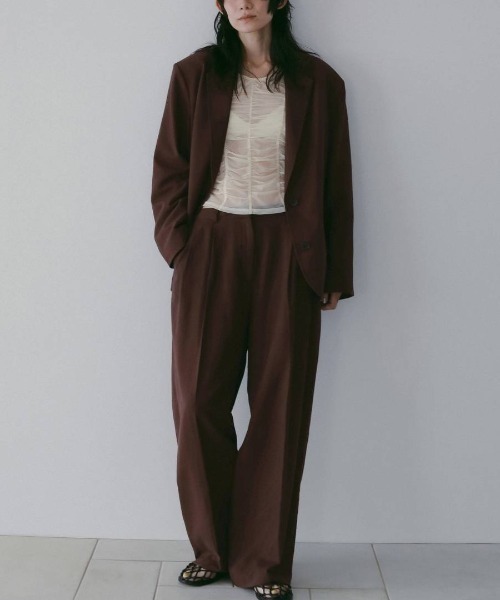 anuke(アンヌーク)の「Over Linen Jacket 62610104(テーラードジャケット・レディース・ネイビー/ブラウン・38/36)」の12枚目の写真
