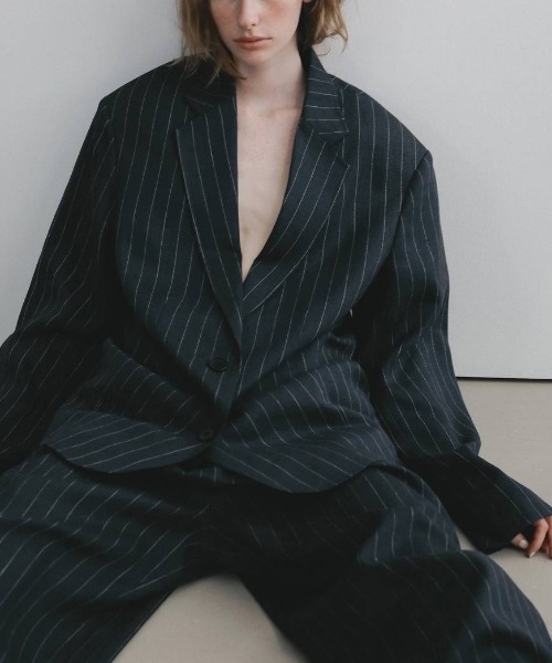 anuke(アンヌーク)の「Over Linen Jacket 62610104(テーラードジャケット・レディース・ネイビー/ブラウン・38/36)」の8枚目の写真