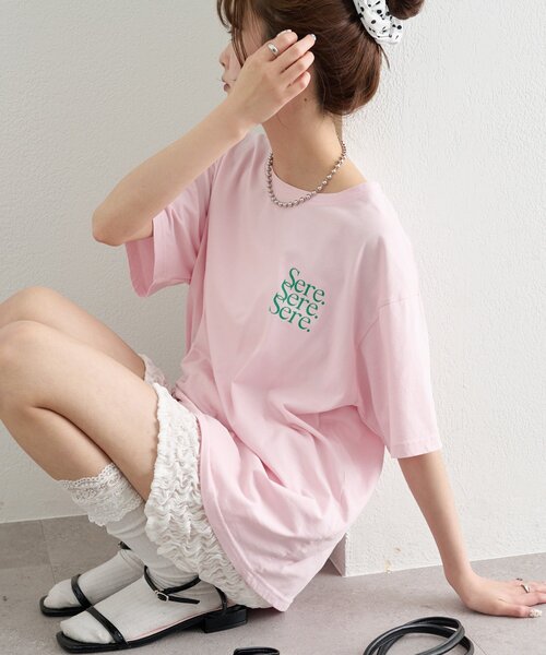 mystic(ミスティック)の「BIGロックT(Tシャツ/カットソー・レディース・チャコールグレー/オフホワイト/ピンク・FREE)」の1枚目の写真