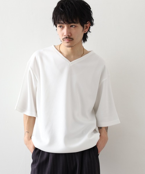 FUNALIVE（ファンアライブ）の「裾ドローコード付き半袖VネックT（Tシャツ/カットソー・メンズ・ホワイト/ブラック/チャコール・M/L）」の22枚目の写真
