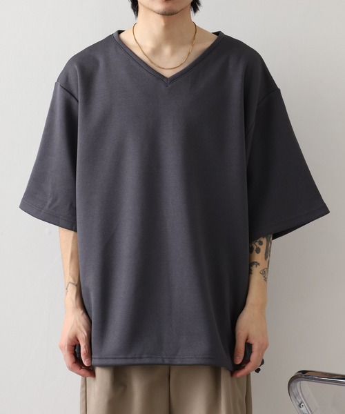 FUNALIVE（ファンアライブ）の「裾ドローコード付き半袖VネックT（Tシャツ/カットソー・メンズ・ホワイト/ブラック/チャコール・M/L）」の13枚目の写真