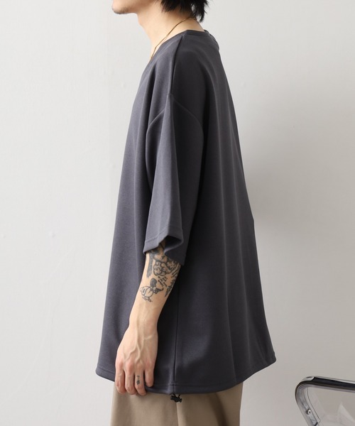 FUNALIVE（ファンアライブ）の「裾ドローコード付き半袖VネックT（Tシャツ/カットソー・メンズ・ホワイト/ブラック/チャコール・M/L）」の14枚目の写真