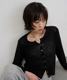 Sheer Rib Crop Cardigan / シアーリブクロップカーディガン