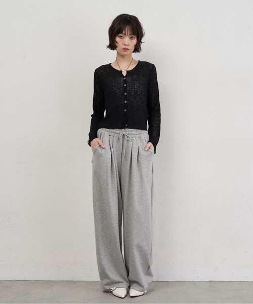 NUJOH(ヌゾ)の「Sheer Rib Crop Cardigan / シアーリブクロップカーディガン(カーディガン/ボレロ・レディース・ライトブルー/アイボリー/グレー/ブラック・FREE)」の10枚目の写真