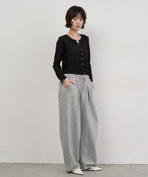 NUJOH(ヌゾ)の「Sheer Rib Crop Cardigan / シアーリブクロップカーディガン(カーディガン/ボレロ・レディース・ライトブルー/アイボリー/グレー/ブラック・FREE)」の11枚目の写真
