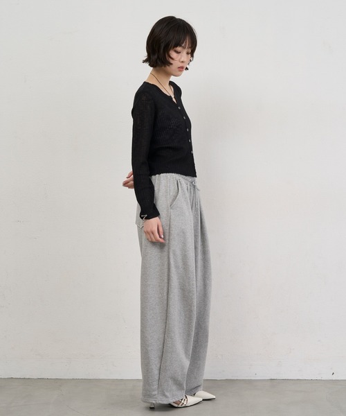 NUJOH(ヌゾ)の「Sheer Rib Crop Cardigan / シアーリブクロップカーディガン(カーディガン/ボレロ・レディース・ライトブルー/アイボリー/グレー/ブラック・FREE)」の12枚目の写真