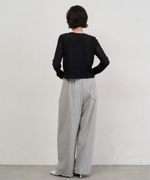 NUJOH(ヌゾ)の「Sheer Rib Crop Cardigan / シアーリブクロップカーディガン(カーディガン/ボレロ・レディース・ライトブルー/アイボリー/グレー/ブラック・FREE)」の14枚目の写真