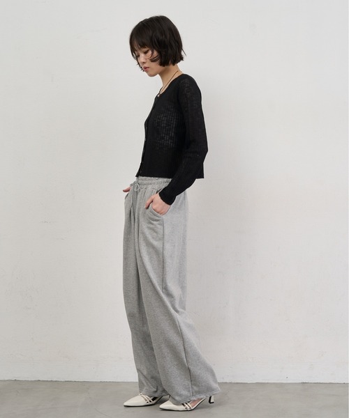 NUJOH(ヌゾ)の「Sheer Rib Crop Cardigan / シアーリブクロップカーディガン(カーディガン/ボレロ・レディース・ライトブルー/アイボリー/グレー/ブラック・FREE)」の13枚目の写真