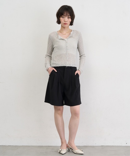 NUJOH(ヌゾ)の「Sheer Rib Crop Cardigan / シアーリブクロップカーディガン(カーディガン/ボレロ・レディース・ライトブルー/アイボリー/グレー/ブラック・FREE)」の21枚目の写真