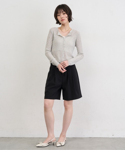 NUJOH(ヌゾ)の「Sheer Rib Crop Cardigan / シアーリブクロップカーディガン(カーディガン/ボレロ・レディース・ライトブルー/アイボリー/グレー/ブラック・FREE)」の22枚目の写真