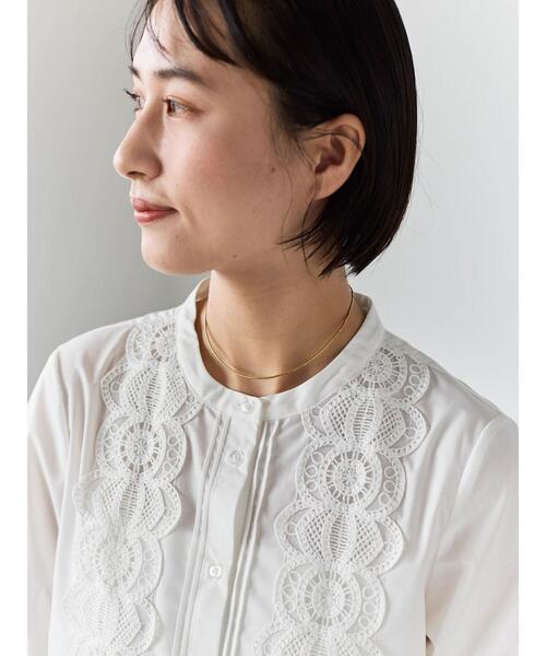 Te chichi(テチチ)の「ピンタック&レース5分袖ブラウス(シャツ/ブラウス・レディース・サックスブルー/オフホワイト/チャコールグレー・F)」の4枚目の写真