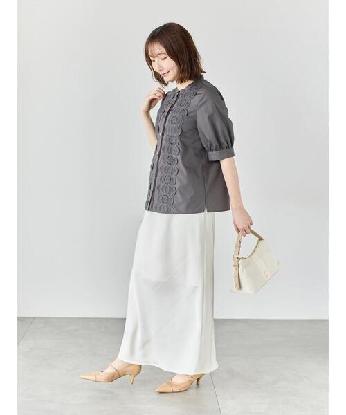 Te chichi(テチチ)の「ピンタック&レース5分袖ブラウス(シャツ/ブラウス・レディース・サックスブルー/オフホワイト/チャコールグレー・F)」の7枚目の写真