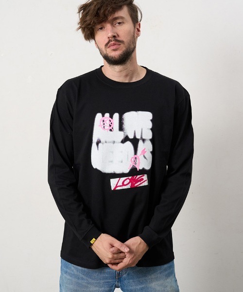 STUD MUFFIN(スタッドマフィン)の「mlt5684- 5.6ozコットン天竺 ALLWENEEDISシークインLS Tシャツ(624-02898)(Tシャツ/カットソー・メンズ・ブラック/チャコールグレー/ホワイト・2/3/4)」の21枚目の写真