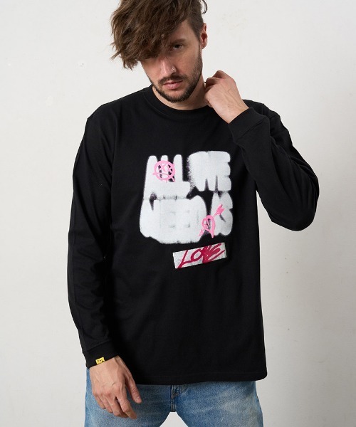 STUD MUFFIN(スタッドマフィン)の「mlt5684- 5.6ozコットン天竺 ALLWENEEDISシークインLS Tシャツ(624-02898)(Tシャツ/カットソー・メンズ・ブラック/チャコールグレー/ホワイト・2/3/4)」の22枚目の写真