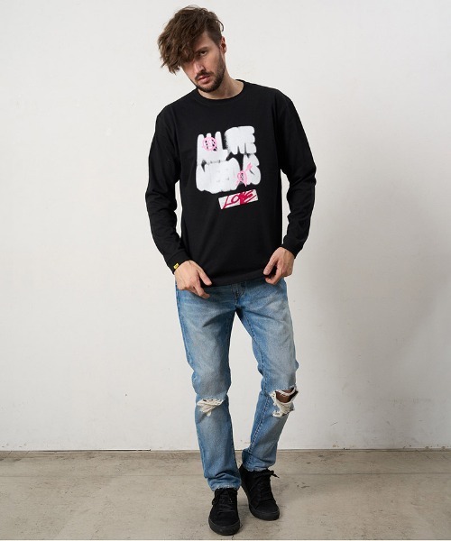 STUD MUFFIN(スタッドマフィン)の「mlt5684- 5.6ozコットン天竺 ALLWENEEDISシークインLS Tシャツ(624-02898)(Tシャツ/カットソー・メンズ・ブラック/チャコールグレー/ホワイト・2/3/4)」の12枚目の写真