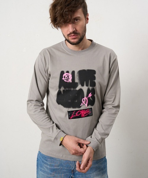 STUD MUFFIN(スタッドマフィン)の「mlt5684- 5.6ozコットン天竺 ALLWENEEDISシークインLS Tシャツ(624-02898)(Tシャツ/カットソー・メンズ・ブラック/チャコールグレー/ホワイト・2/3/4)」の14枚目の写真