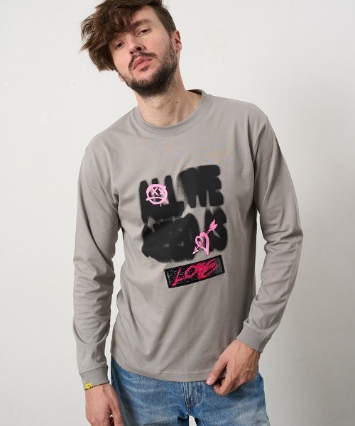 STUD MUFFIN(スタッドマフィン)の「mlt5684- 5.6ozコットン天竺 ALLWENEEDISシークインLS Tシャツ(624-02898)(Tシャツ/カットソー・メンズ・ブラック/チャコールグレー/ホワイト・2/3/4)」の15枚目の写真