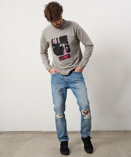 STUD MUFFIN(スタッドマフィン)の「mlt5684- 5.6ozコットン天竺 ALLWENEEDISシークインLS Tシャツ(624-02898)(Tシャツ/カットソー・メンズ・ブラック/チャコールグレー/ホワイト・2/3/4)」の5枚目の写真